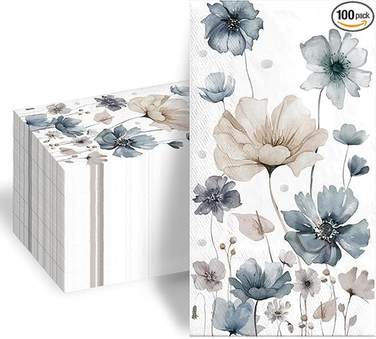100Pcs Floral Napkins Decoupage Napkins Watercolor Decorative Napkin Flower by Unknown
