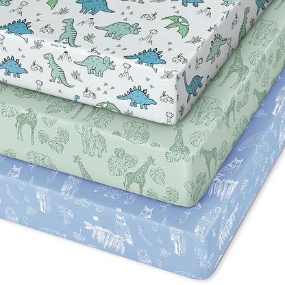 Pack and Play Sheets Fitted 3 Pack, Mini Crib Sheets by Unnivoll