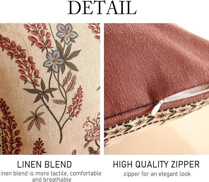 ISAENNE Design Linen Vintage Throw Pillow Covers 12"x20", Rectangle Cushion - Image 5