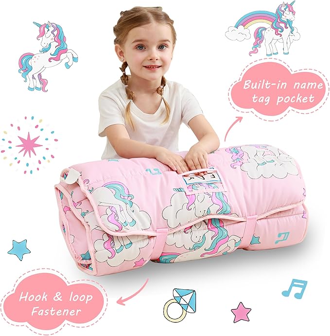 Toddler Nap Mat with Pillow and Blanket, Extra Large Rolled Napping Mats - Image 3
