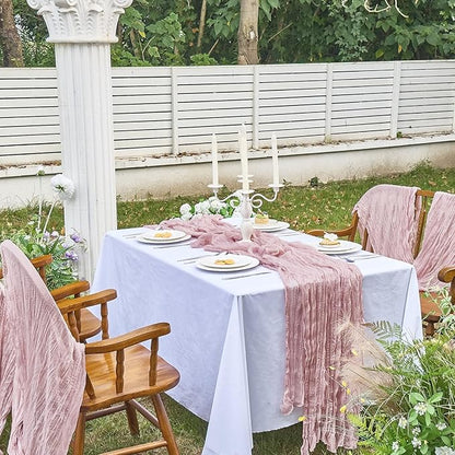 IVAPUPU 1 Pcs Cheesecloth Table Runner - 10ft Dusty Pink Boho Gauze Cheese - Image 7