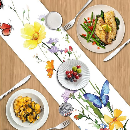 Elegant Floral and Butterfly Table Runner – Vibrant Spring Design - Image 8