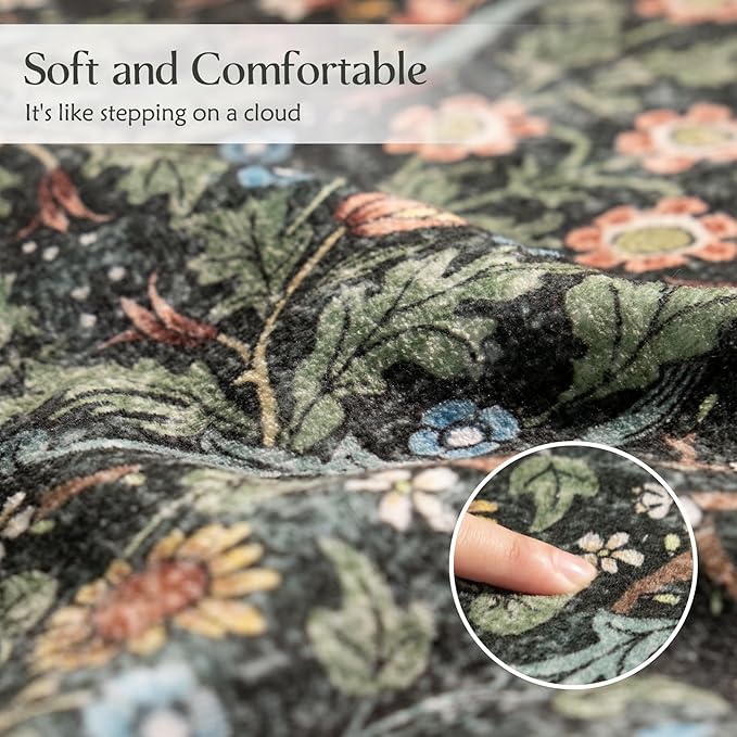 MUJOO 2x3 Washable Rug, Floral Small Area Rugs - Image 7