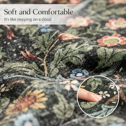 MUJOO 2x3 Washable Rug, Floral Small Area Rugs - Image 7