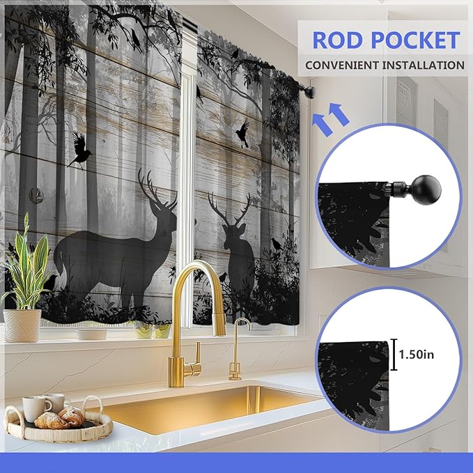 Aimego Deer Forest Kitchen Curtains - Image 4