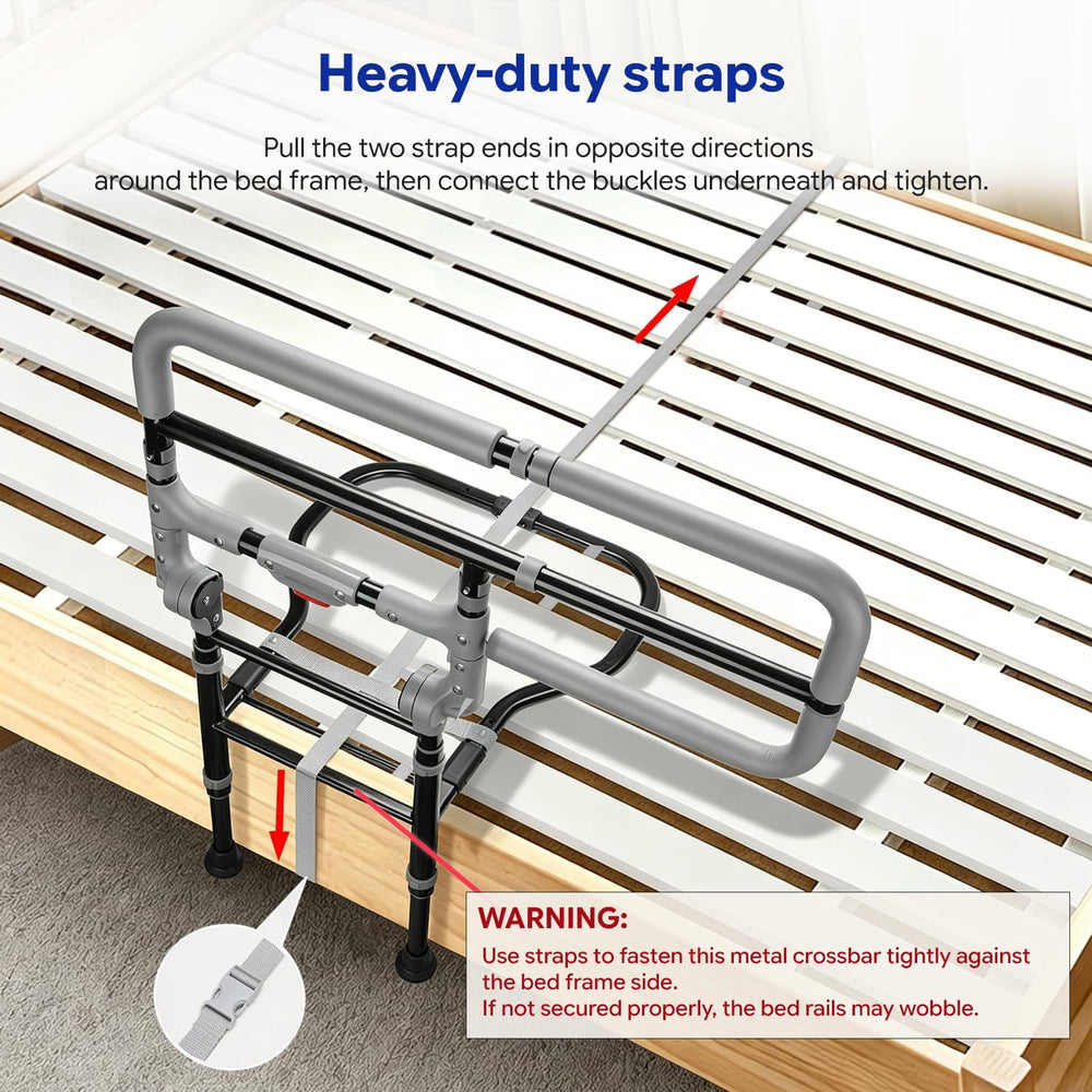 Foldable Bed Rails for Elderly Adults, Fits 14-18" Frames