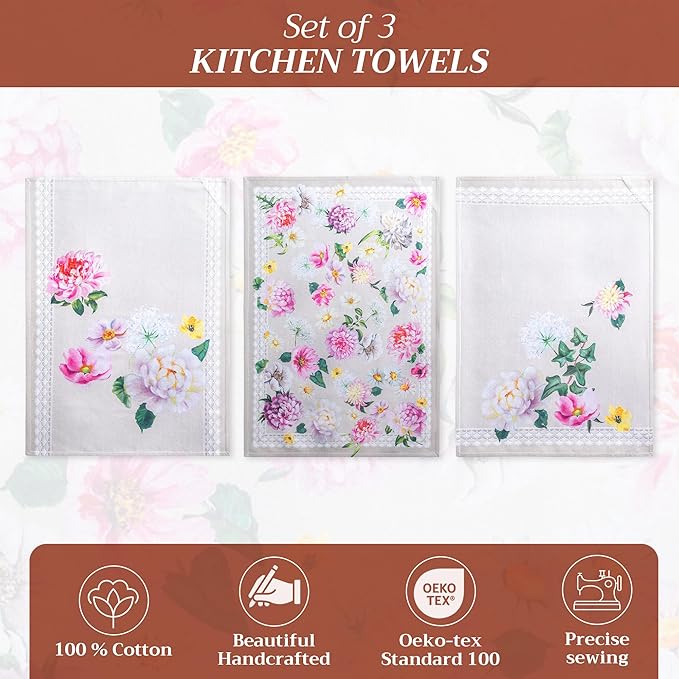 Maison d' Hermine Kitchen Towels Set of 3 100% Cotton 27.50" x 20" Reusable - Image 2