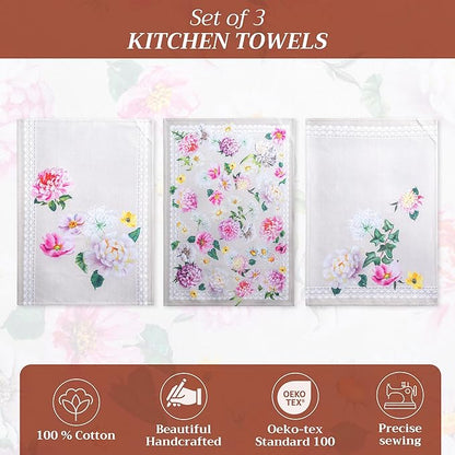 Maison d' Hermine Kitchen Towels Set of 3 100% Cotton 27.50" x 20" Reusable - Image 2