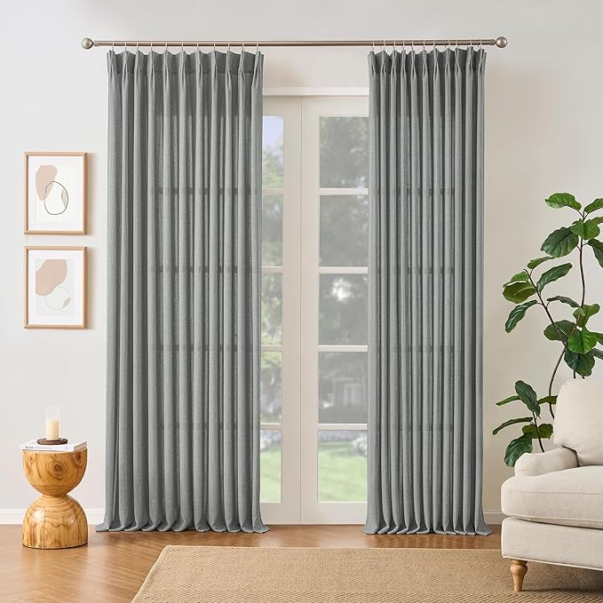 RAIN CITY Grey Linen Curtains 86 Inch Length 2 Panels, Soft Thick Linen - Image 5