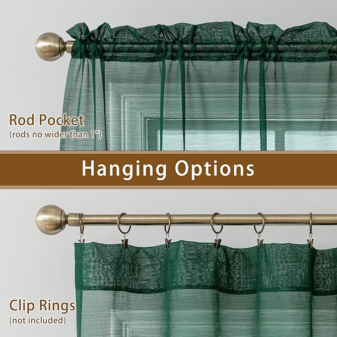 Green Sheer Curtains 96 Inches Long, Privacy Semi Sheer Curtains - Image 6