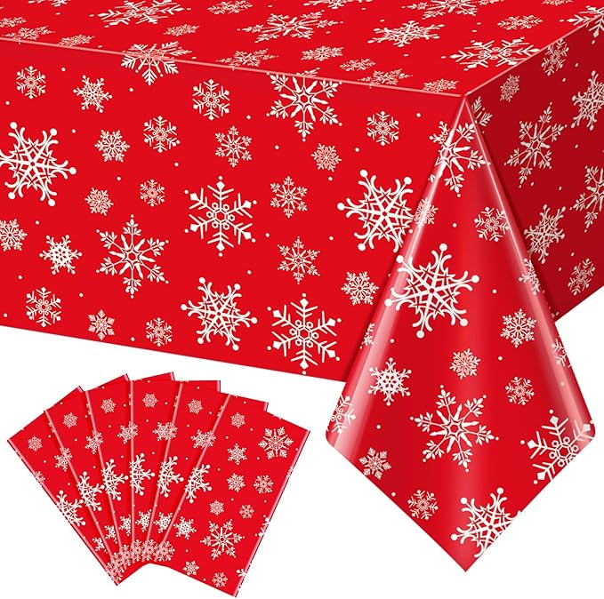 Jectivs 6 Pieces Christmas Snowflake Plastic Party Tablecloth Decorations by JectivsPartyDecorations