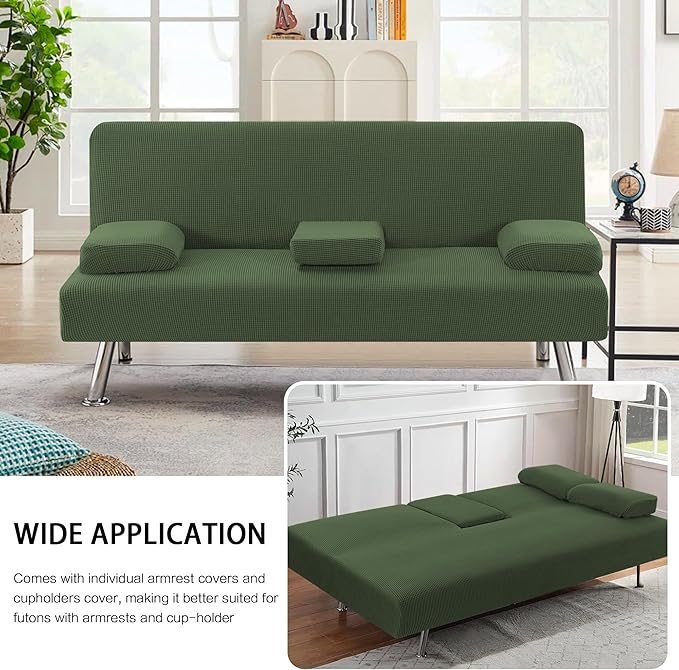 H.VERSAILTEX 4 Pieces Stretch Futon Covers Sofa Bed Slipcover - Image 7