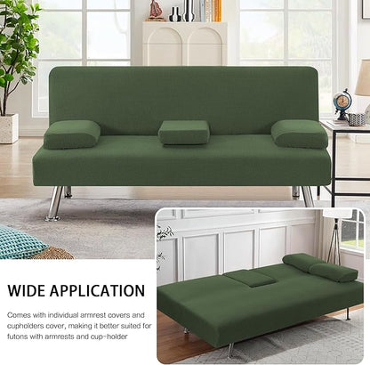 H.VERSAILTEX 4 Pieces Stretch Futon Covers Sofa Bed Slipcover - Image 7