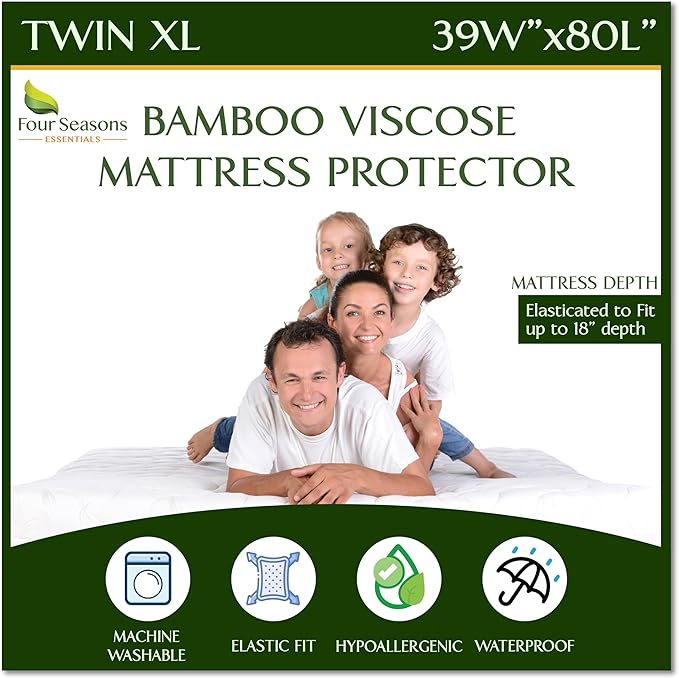 Four Seasons Essentials Twin Extra Long Size Waterproof Mattress Protector by FourSeasonsEssentials
