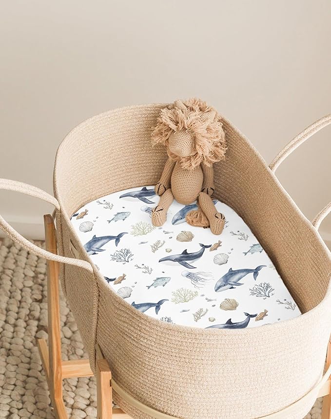 Bassinet Sheets for Baby Girls Boys 2 Pack, Fitted Baby Mattress Sheet for - Image 5
