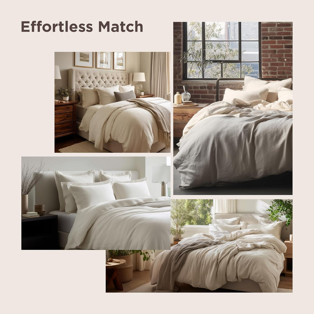 bedsure prewashed duvet cover king, cotton-like bedding set, front angle view