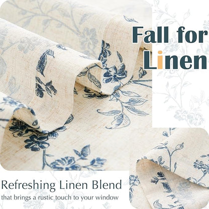 jinchan Floral Kitchen Curtains 24 Inch Linen Tier Curtains Farmhouse Cafe Half - Image 5