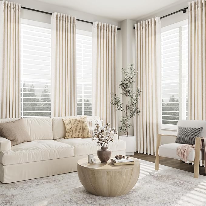 Natural Pinch Pleat Linen Curtains 82 Inch Length 2 Panels Set - Image 8