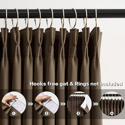 KEQIAOSUOCAI Brown Blackout Curtains 126 Inches Long, Extra Long Pinch Pleats - Image 2