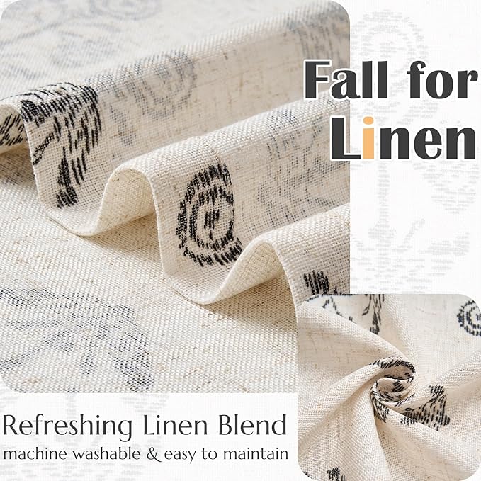jinchan Linen Kitchen Curtains 24 Inch Floral Tier Curtains Farmhouse Cottage - Image 8