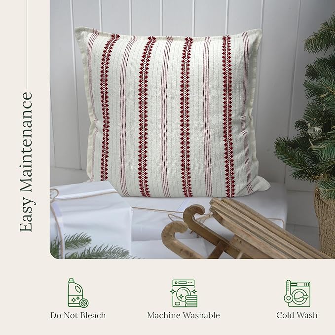 SanVia Winterberry Premium Cotton Throw Pillow Covers, 20x20 inch, Luxury - Image 6