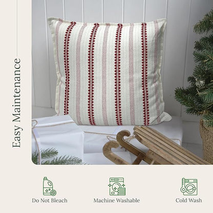 SanVia Winterberry Premium Cotton Throw Pillow Covers, 20x20 inch, Luxury - Image 6
