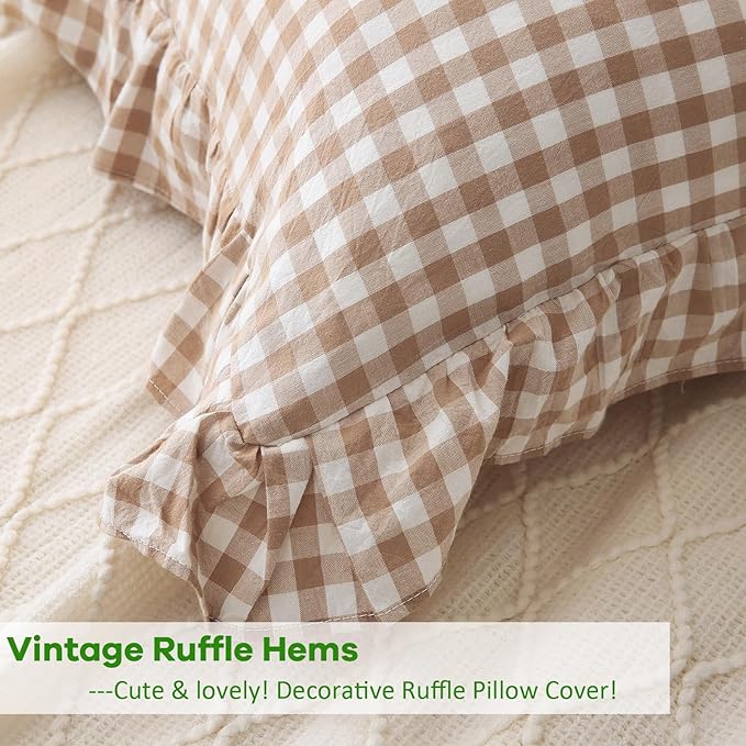 Taupe White Plaid Body Pillow Cover - Image 4