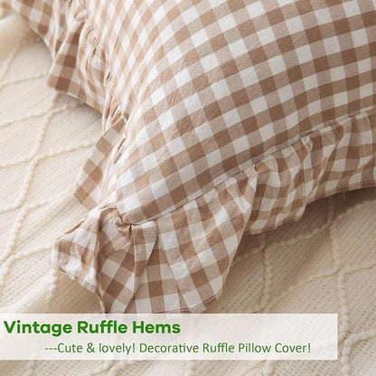 Taupe White Plaid Body Pillow Cover - Image 4