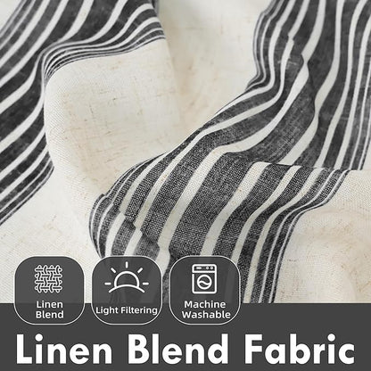 DriftAway Farmhouse Vertical Striped Linen Blend Textured Light Filtering Semi - Image 2