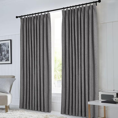 Macochico Extra Wide Full Blackout Linen Curtains - Image 2