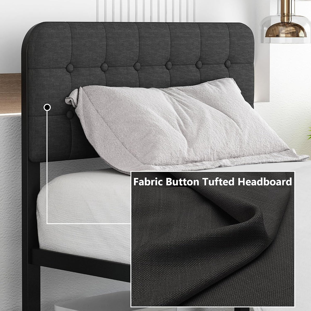 likelalaso 18 inch twin xl metal bed frame, side view