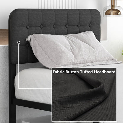 likelalaso 18 inch twin xl metal bed frame, side view