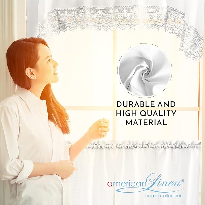 American Linen Café Curtains for Kitchen, Bathroom Curtains - Image 3