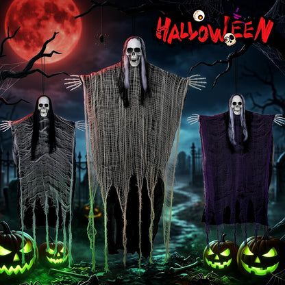 3 Pack Halloween Hanging Skeleton Decorations Outdoor Indoor Yard