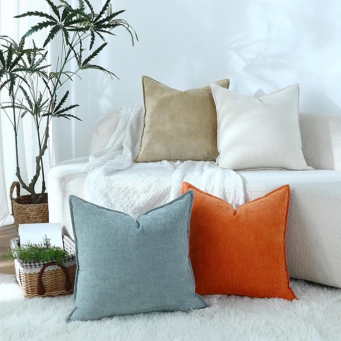 Stellhome Set of 4 Soft Textured Decorative Throw Pillow Covers Accent Solid - Image 2