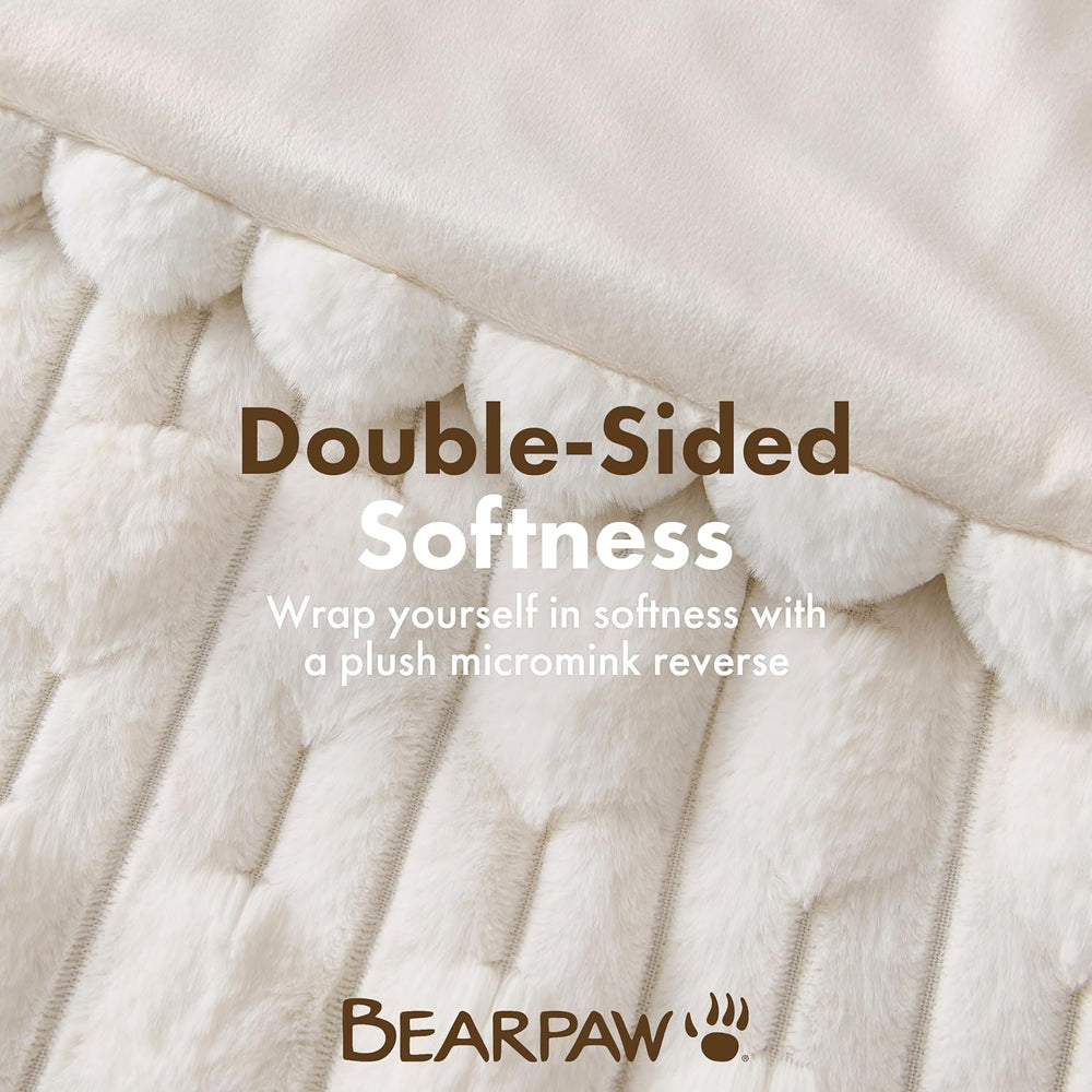BEARPAW Jasper Queen Faux Fur Comforter Set, 3-Piece, Ivory