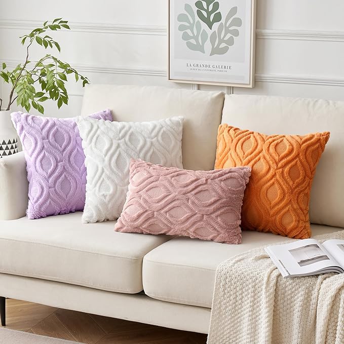 MIULEE Bright Orange Fall Throw Pillow Covers 20x20 Inch, Soft Plush Faux Wool - Image 5