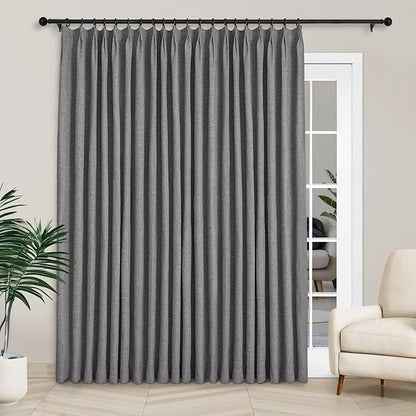 Macochico 100”Wx102”L 100% Blackout Pinch Pleated Linen Curtains by Macochico