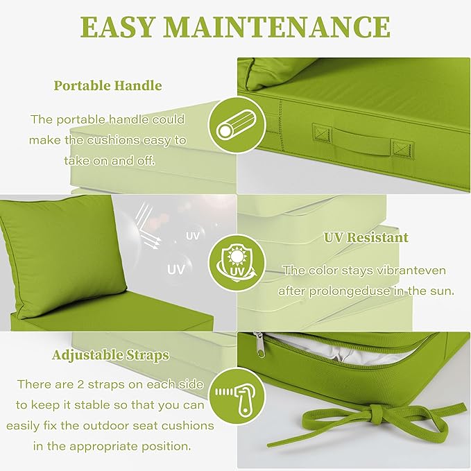 Outdoor Seat Cushion Set 19 L × 19 W × 4 H Inch Waterproof & Fade Resistant - Image 4