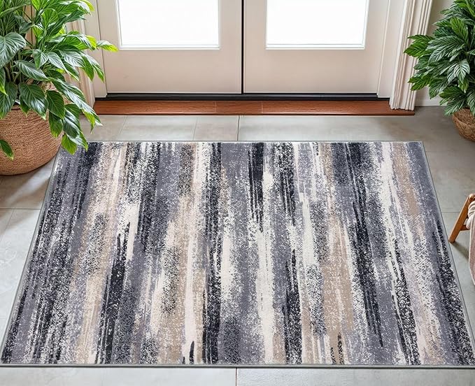 Modern Abstract Small Area Rug Indoor 3x5 Washable Rug Non-Slip Soft Entryway - Image 2
