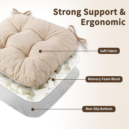Chair Cushions for Dining Chairs, Tufted Foam Kitchen Chair, Non-Slip Seat - Image 4