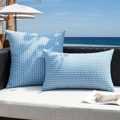 Kevin Textile Outdoor Waterproof Throw Pillow Covers Pack of 2 Weaving Texture - Image 5