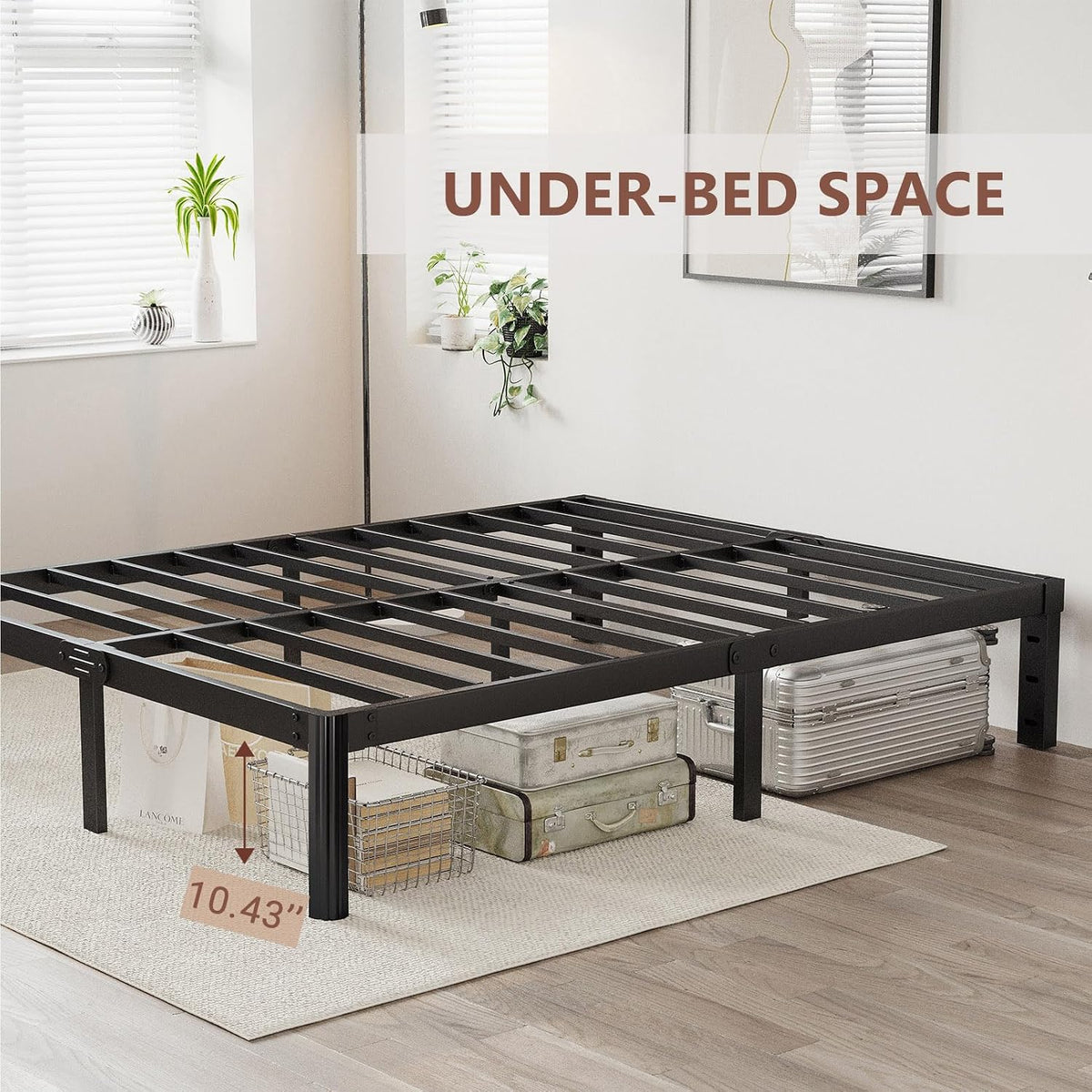 12 inch high platform queen bed frame no, close-up detail
