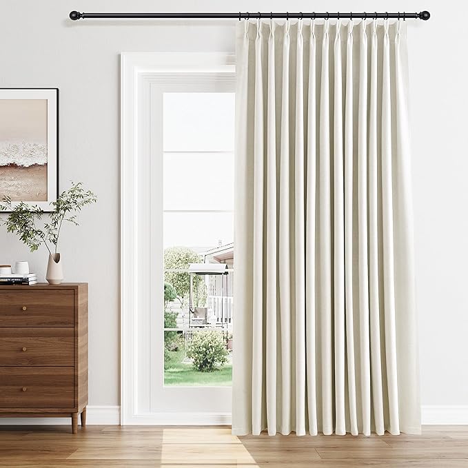 90 Inch Pinch Pleated Linen Blackout Curtains by Joywell