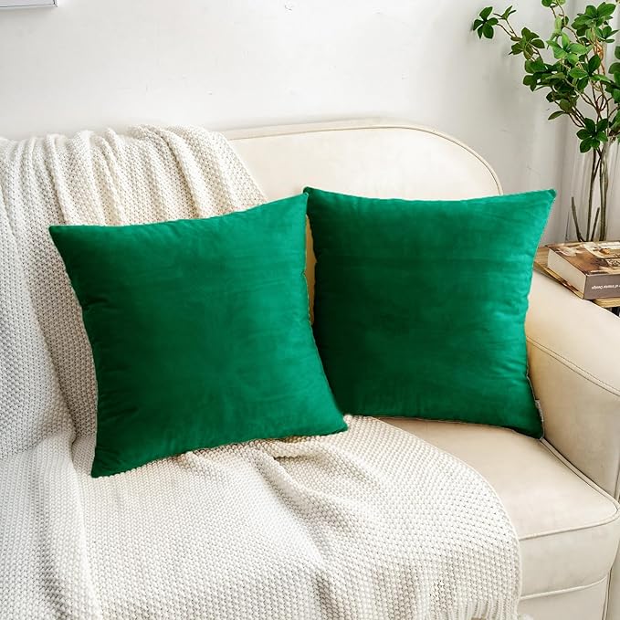 HWY 50 Dark Green Velvet Throw Pillow Covers 16x16 Inch - Image 7