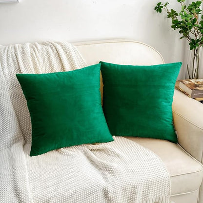 HWY 50 Dark Green Velvet Throw Pillow Covers 16x16 Inch - Image 7