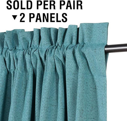 H.VERSAILTEX Linen Look 100% Blackout Curtains 63 Inches Long - Image 2