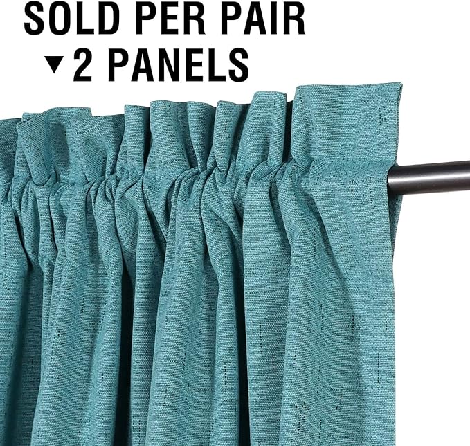 H.VERSAILTEX Linen Look 100% Blackout Curtains 45 Inches Long - Image 2