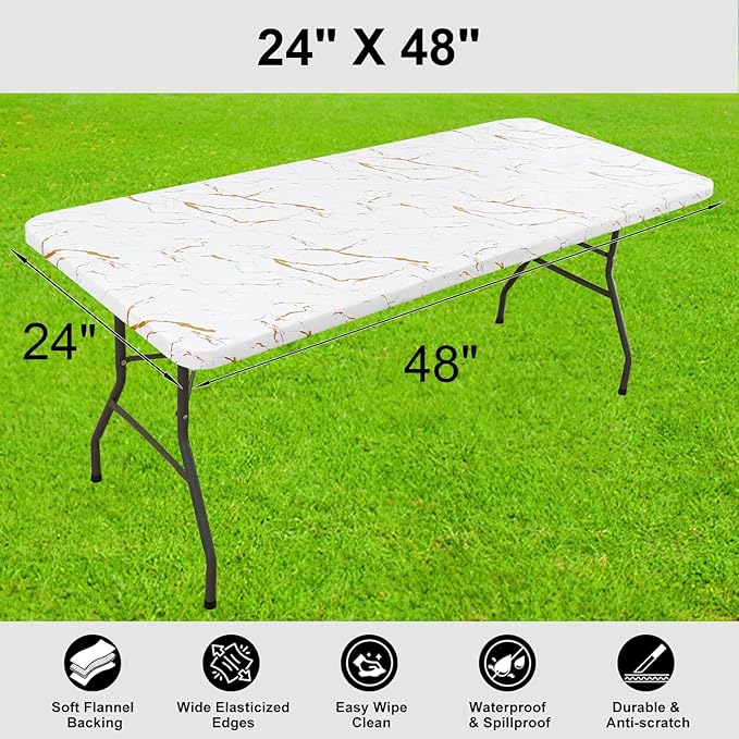 Smiry Rectangle Picnic Tablecloth, Wipeable Flannel Backed Table Covers - Image 6