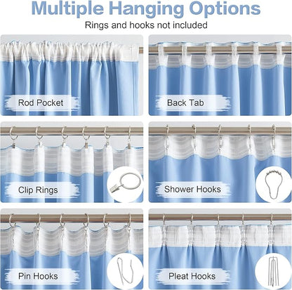 DUALIFE Light Sky Blue Curtains Room Darkening Curtains, Rod Pocket and Back - Image 3